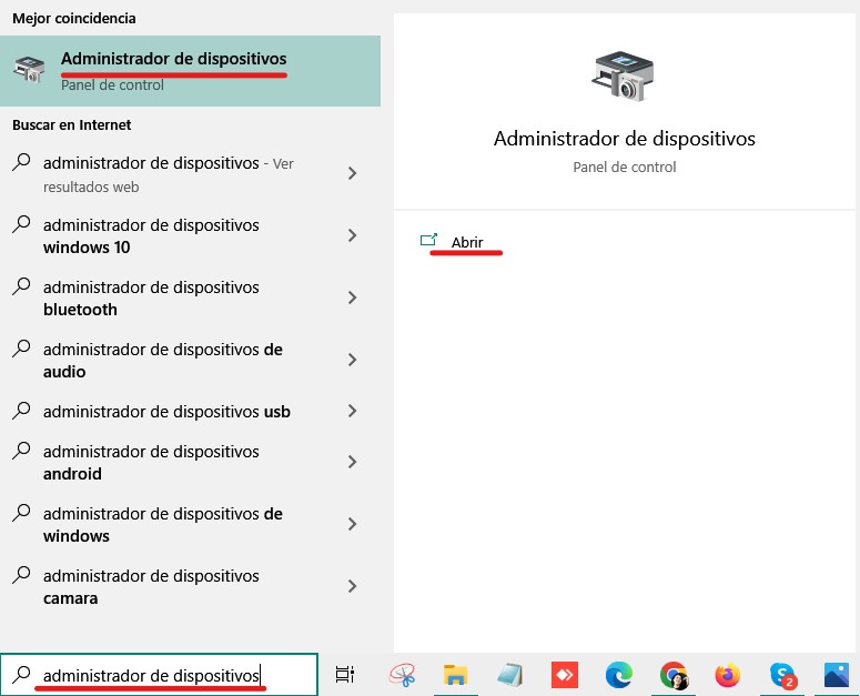 administrador de dispositivos